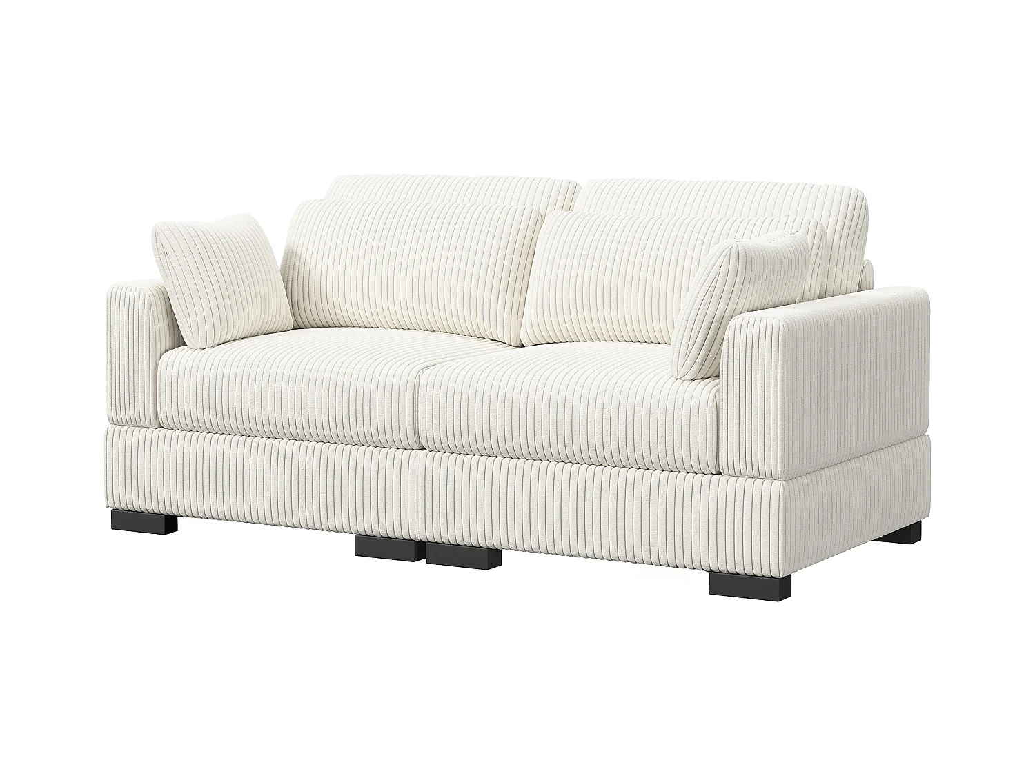 Canapé en forme de 2 places avec tabouret de rangement, canapé d'angle en velours côtelé avec ottoman, canapé doux pour salon, famille, beige