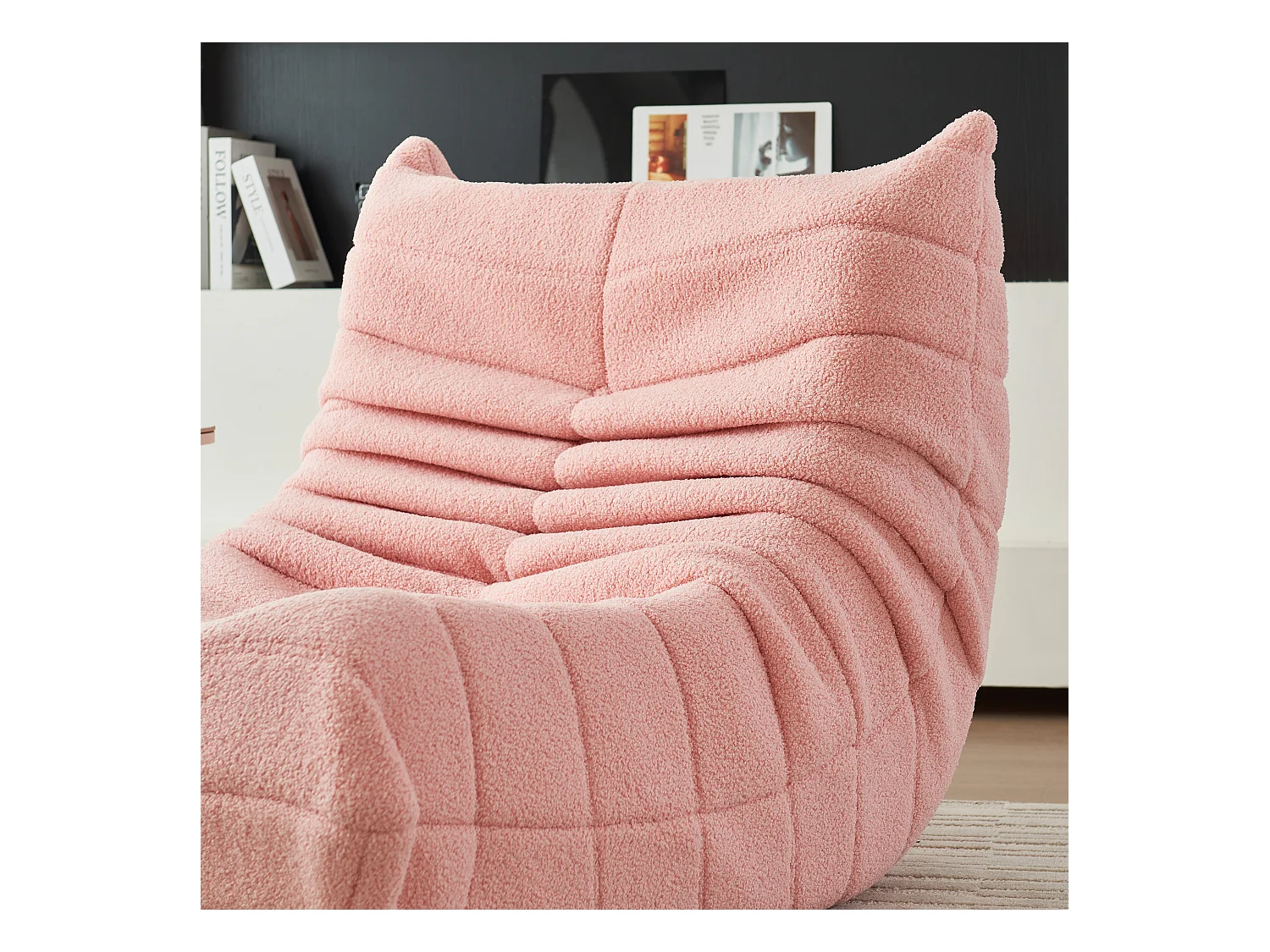 Fauteuil Paresseux avec Dossier,Grand Pouf Poire pour Adultes,Lazy Canapé Individuel Canapé de Sol, Chambre à Coucher(rose)