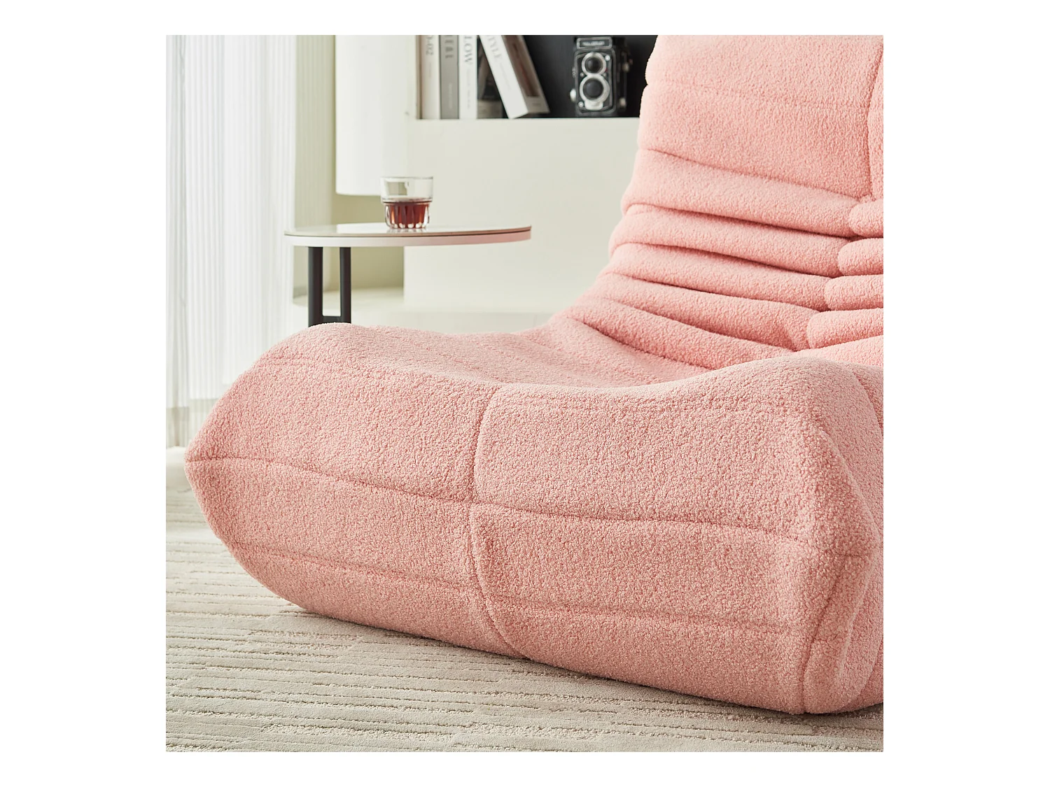 Fauteuil Paresseux avec Dossier,Grand Pouf Poire pour Adultes,Lazy Canapé Individuel Canapé de Sol, Chambre à Coucher(rose)