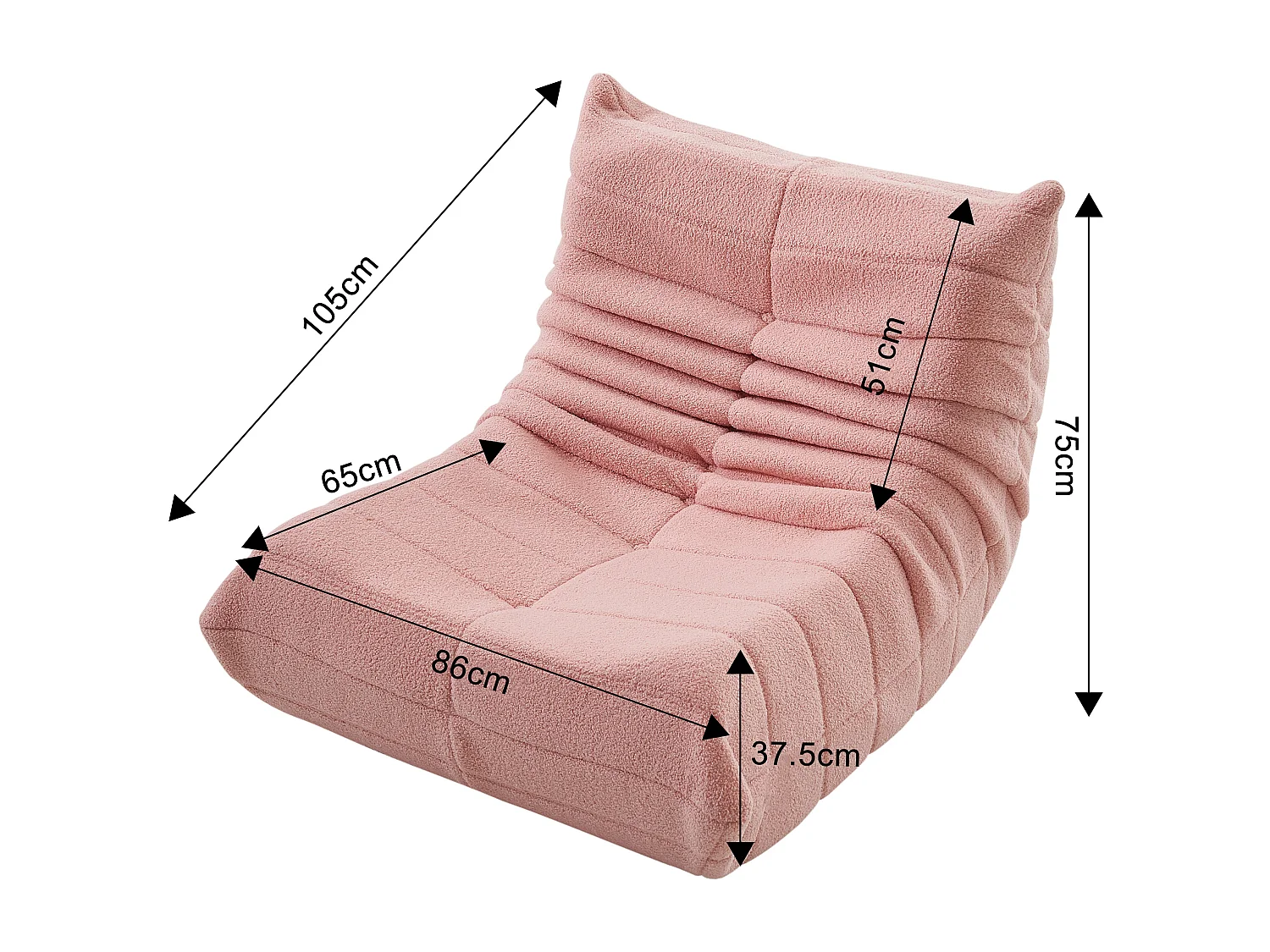 Fauteuil Paresseux avec Dossier,Grand Pouf Poire pour Adultes,Lazy Canapé Individuel Canapé de Sol, Chambre à Coucher(rose)