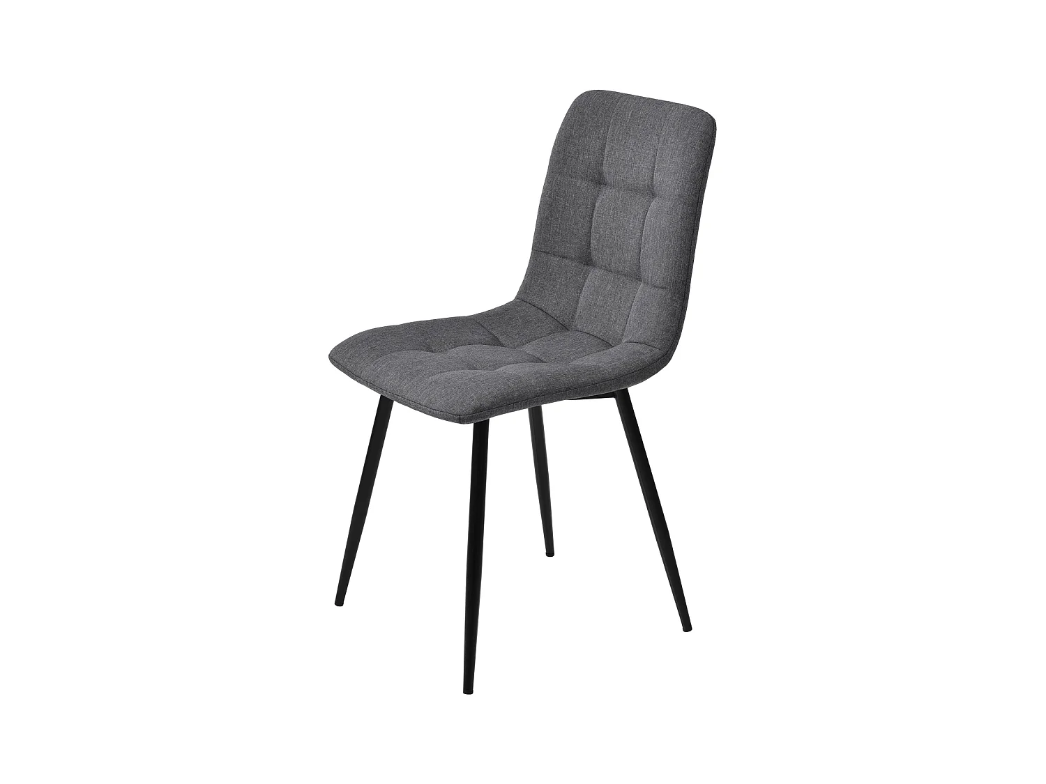 Lot de 4 chaises de salle à manger, avec pieds en métal, tissu en lin, Scandinave, gris