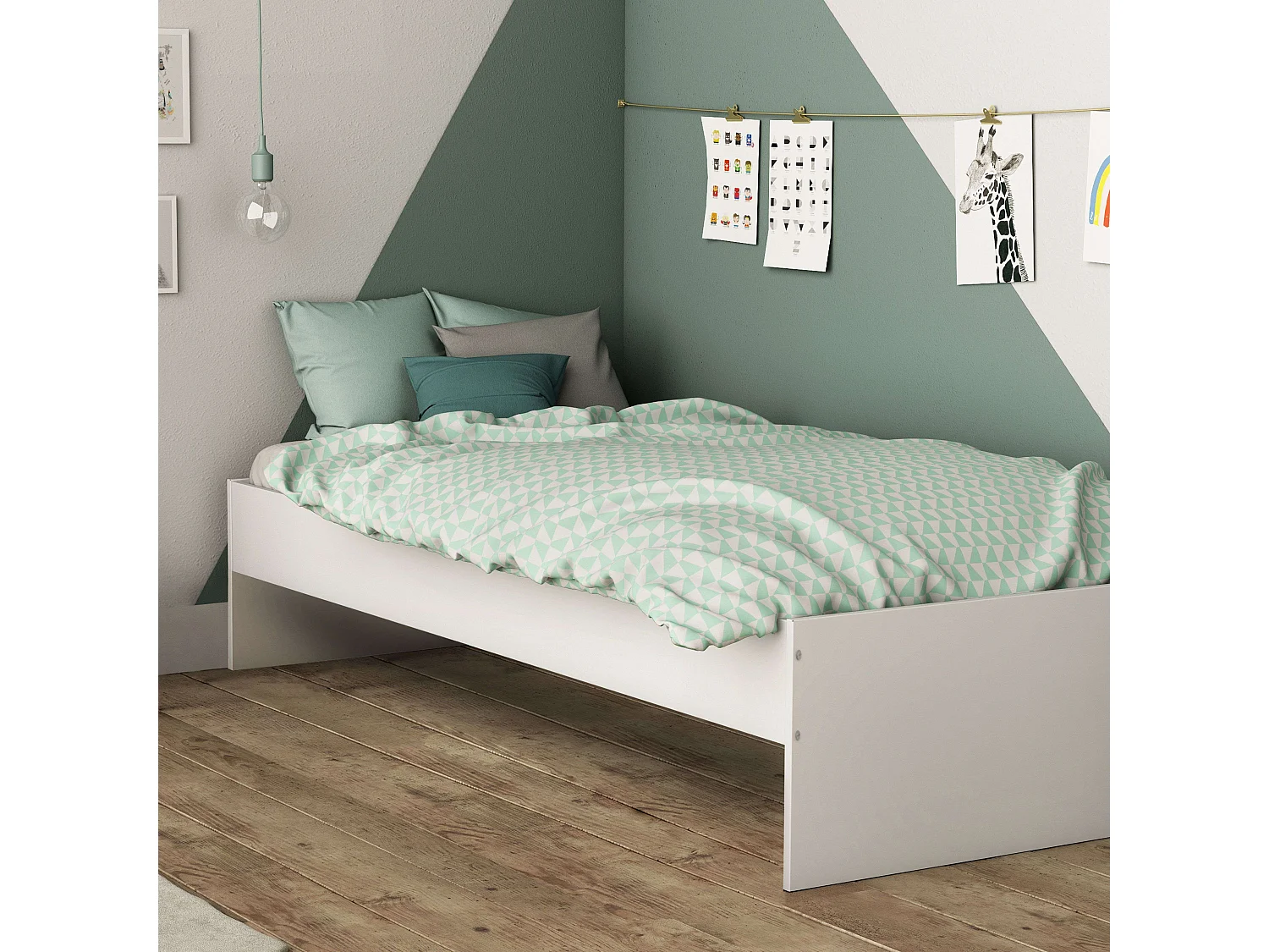 Cama Juvenil Tidy Blanca Habitación 90x200 cm Sin Somier