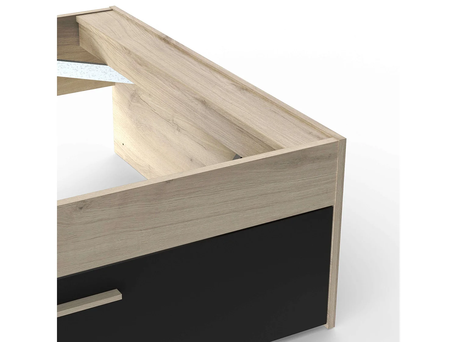 Cama Juvenil Life con Cabecero Roble Kronberg y Negro 90x190-200 cm