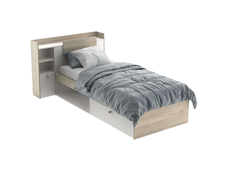 Cama Juvenil Life Cabecero Roble Kronberg Blanco 90x190-200 cm