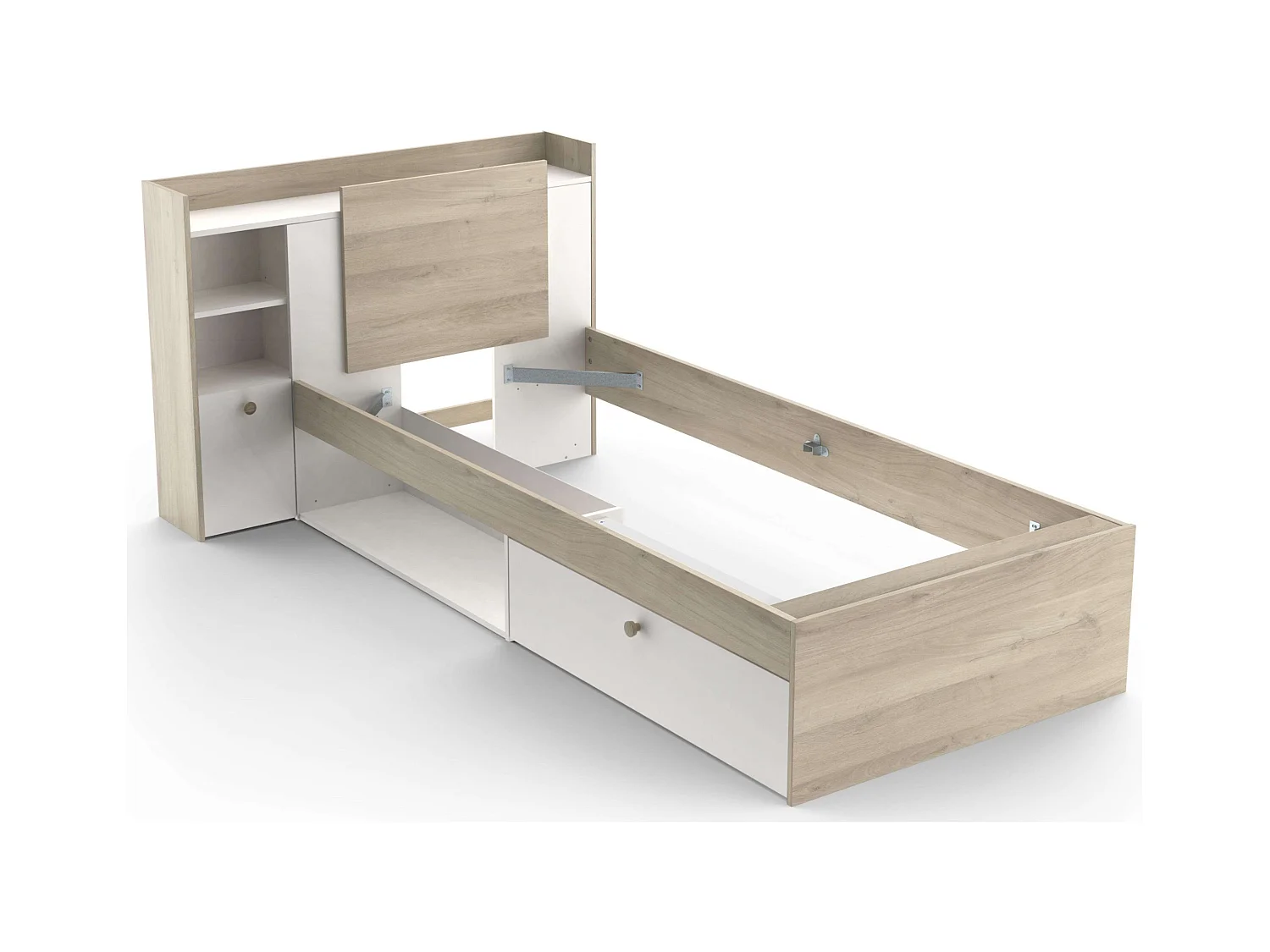 Cama Juvenil Life Cabecero Roble Kronberg Blanco 90x190-200 cm