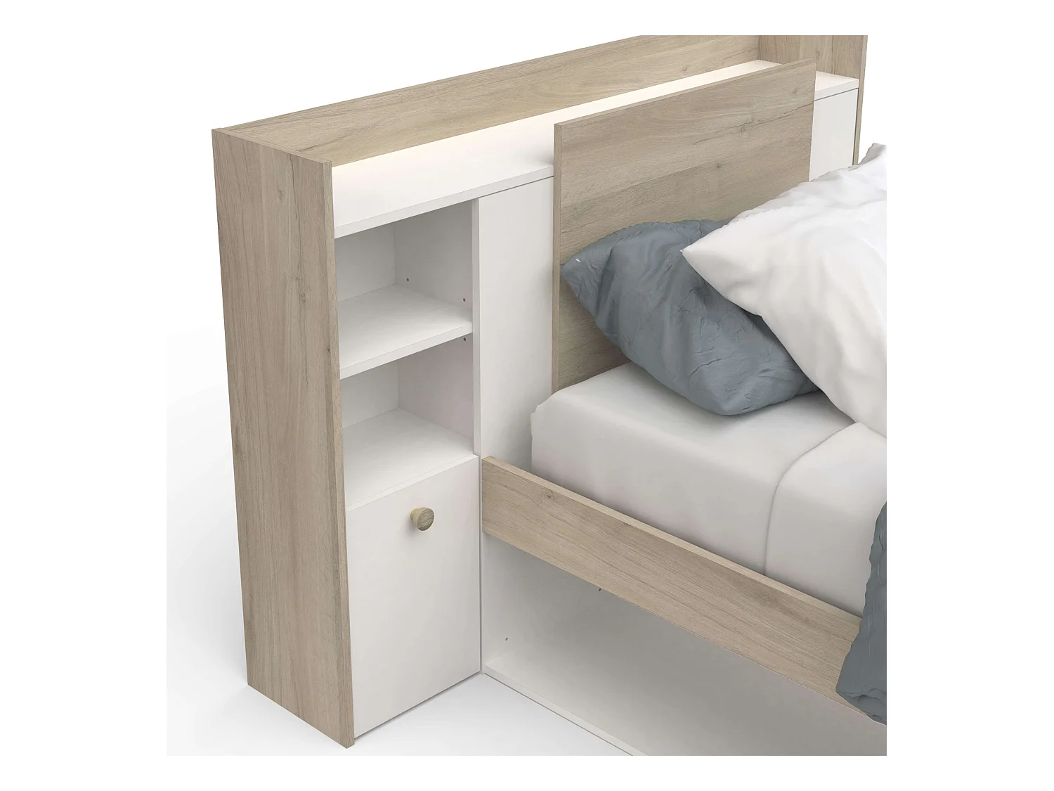 Cama Juvenil Life Cabecero Roble Kronberg Blanco 90x190-200 cm