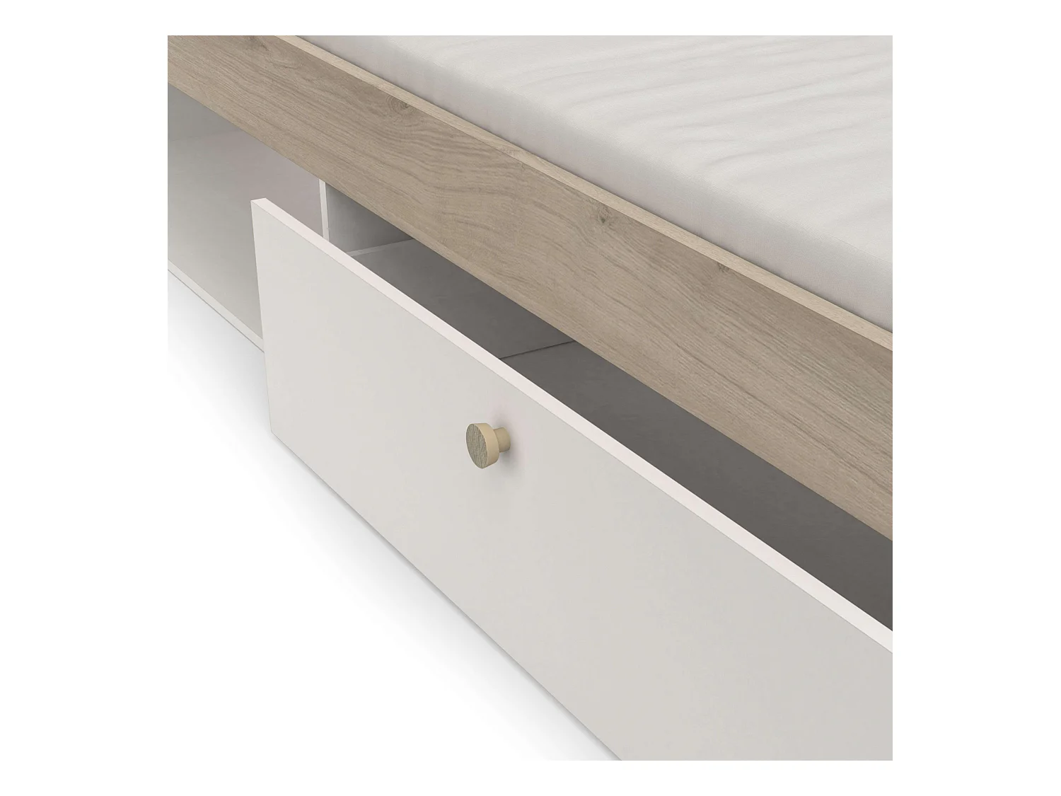 Cama Juvenil Life Cabecero Roble Kronberg Blanco 90x190-200 cm