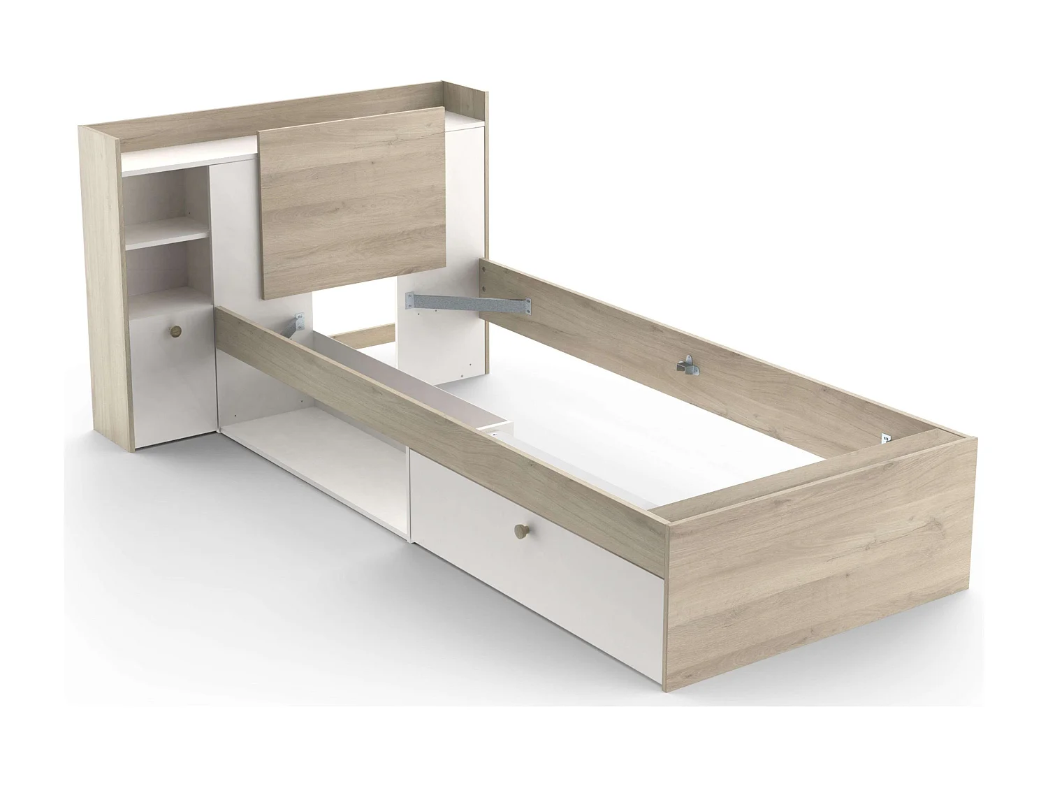 Cama Juvenil Life Cabecero Roble Kronberg Blanco 90x190-200 cm
