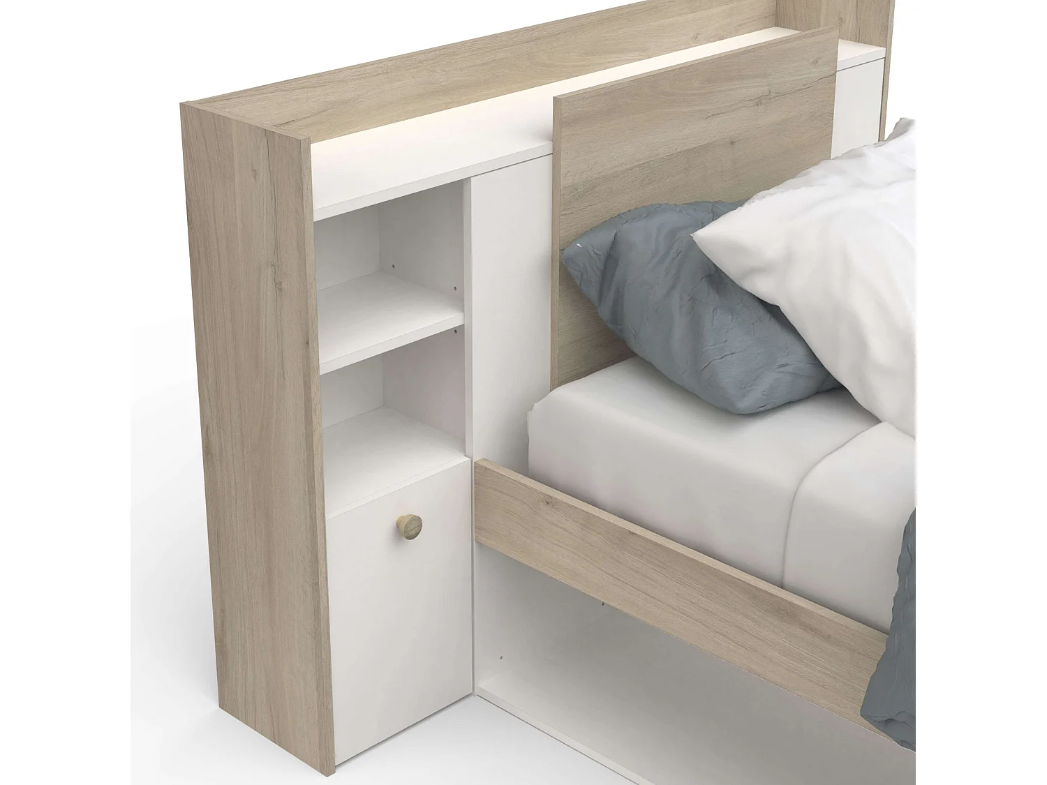 Cama Juvenil Life Cabecero Roble Kronberg Blanco 90x190-200 cm