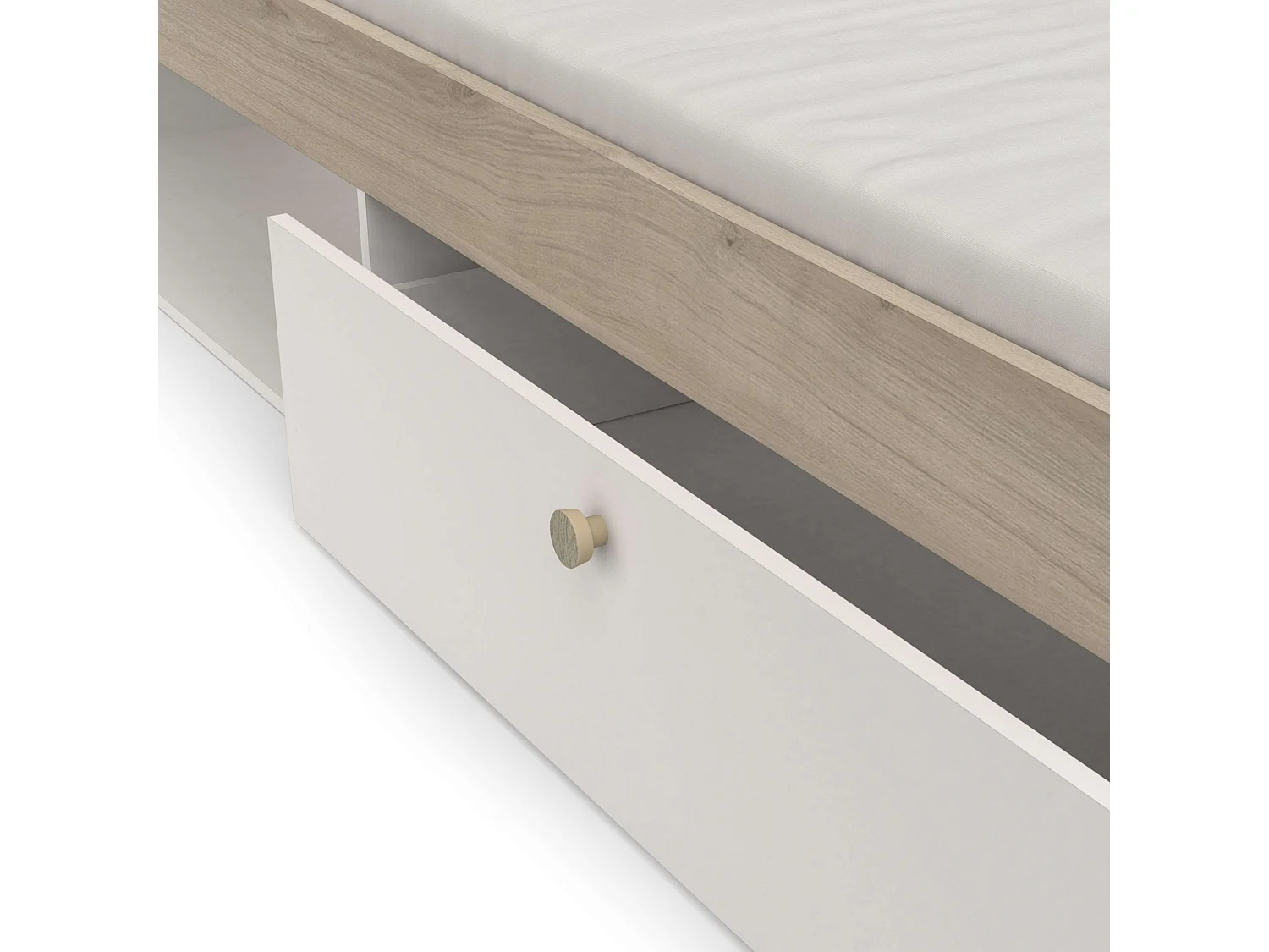 Cama Juvenil Life Cabecero Roble Kronberg Blanco 90x190-200 cm