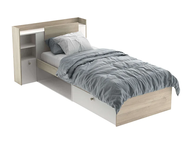 Cama Juvenil Life Cabecero Roble Kronberg Blanco 90x190-200 cm