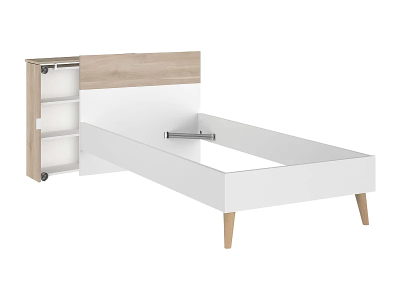 Cama Juvenil Essence Cabecero Roble Japonés y Blanco Mate 90x200 cm