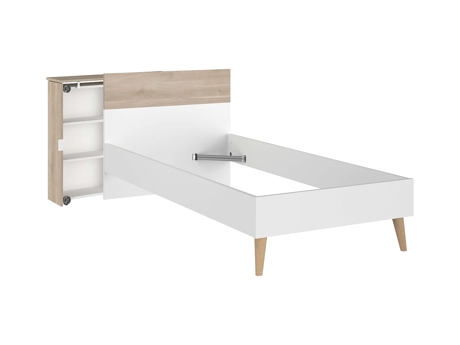 Cama Juvenil Essence Cabecero Roble Japonés y Blanco Mate 90x200 cm