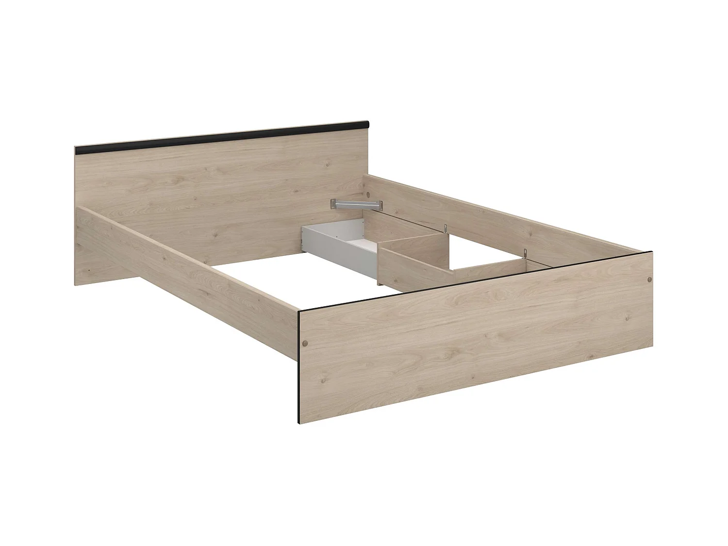 Cama Solstice dorm 2 cajones color roble Jackson negro 146x59x193 cm