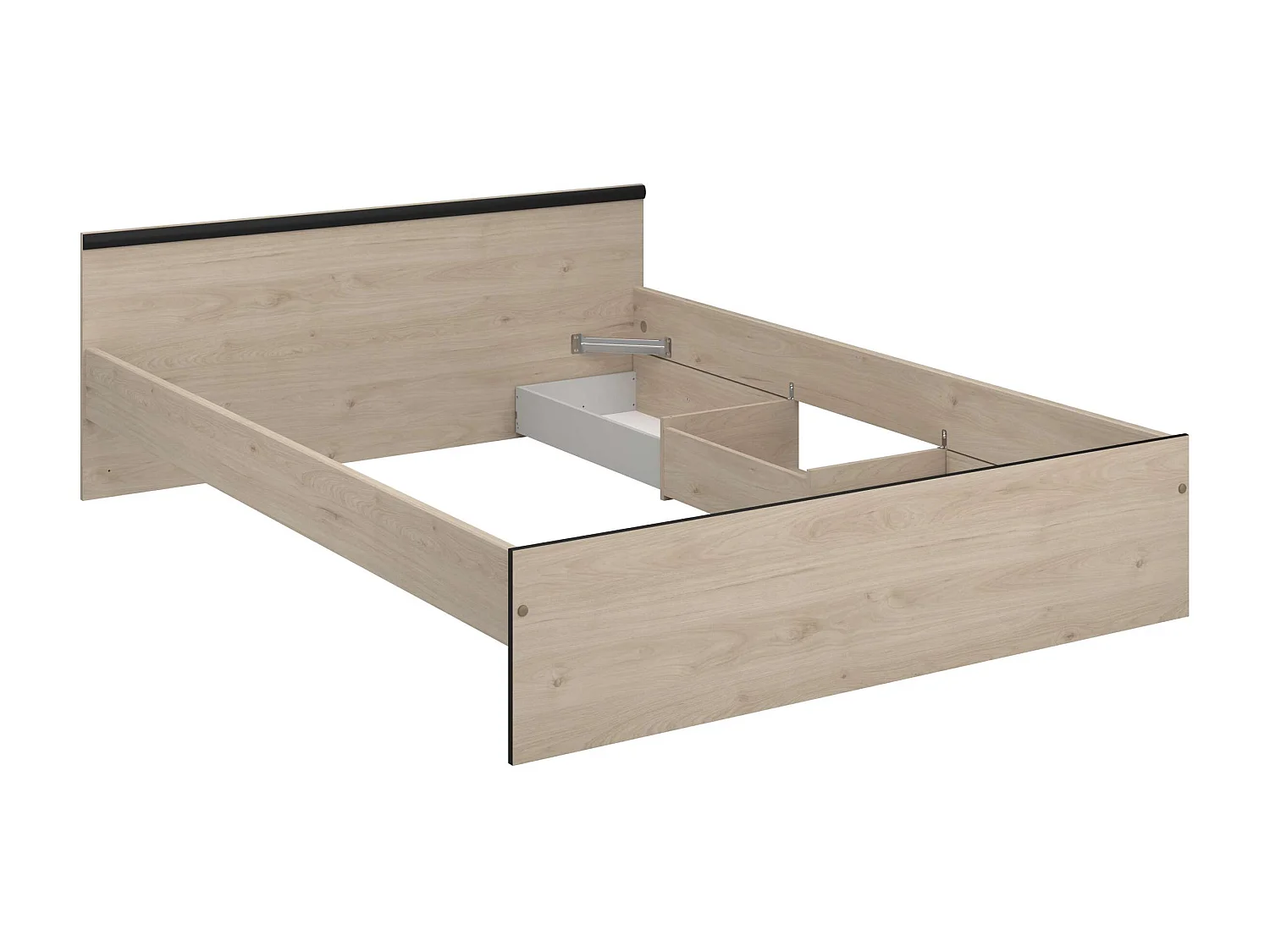 Cama Solstice dorm 2 cajones color roble Jackson negro 146x59x193 cm