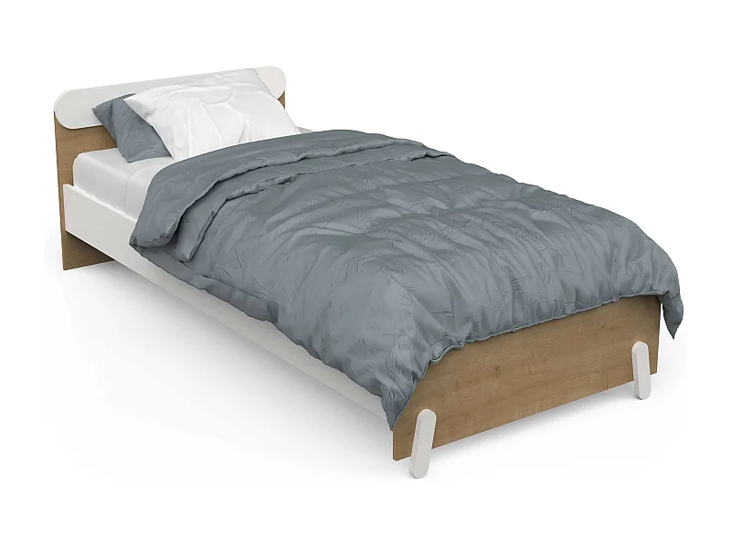 Cama Juvenil Infantil Naili Dormitorio Roble Hamilton/Blanco Mate 90x190-200 cm