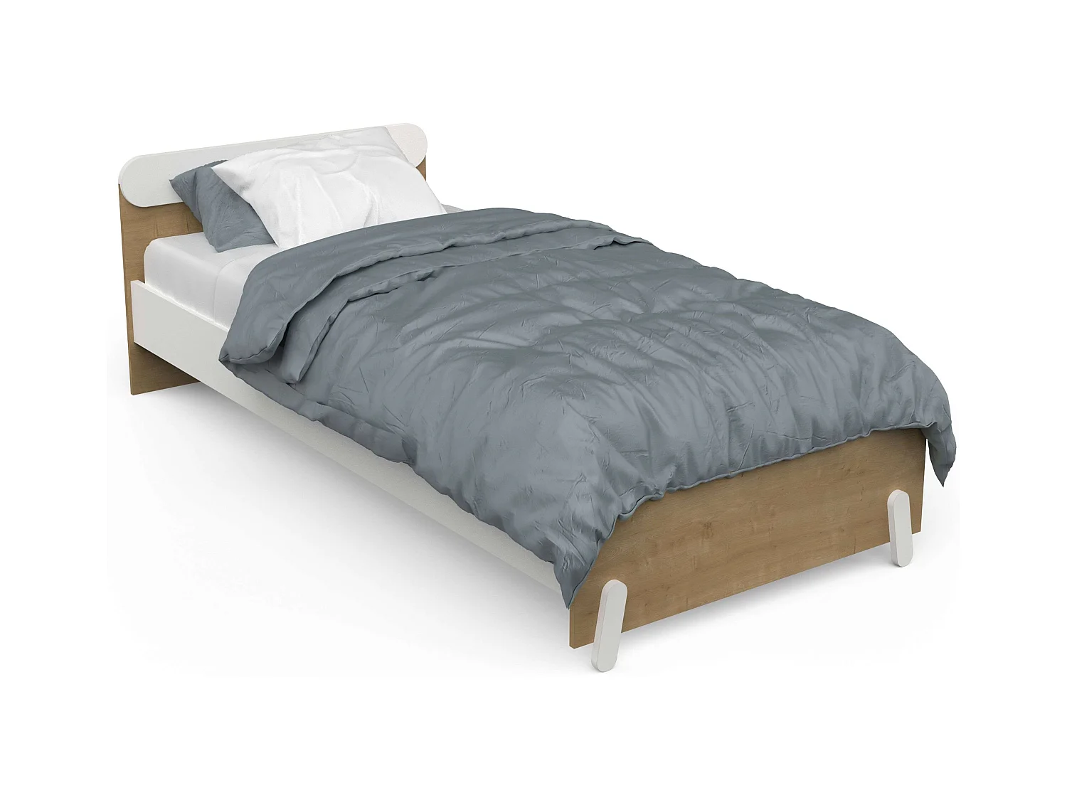 Cama Juvenil Infantil Naili Dormitorio Roble Hamilton/Blanco Mate 90x190-200 cm