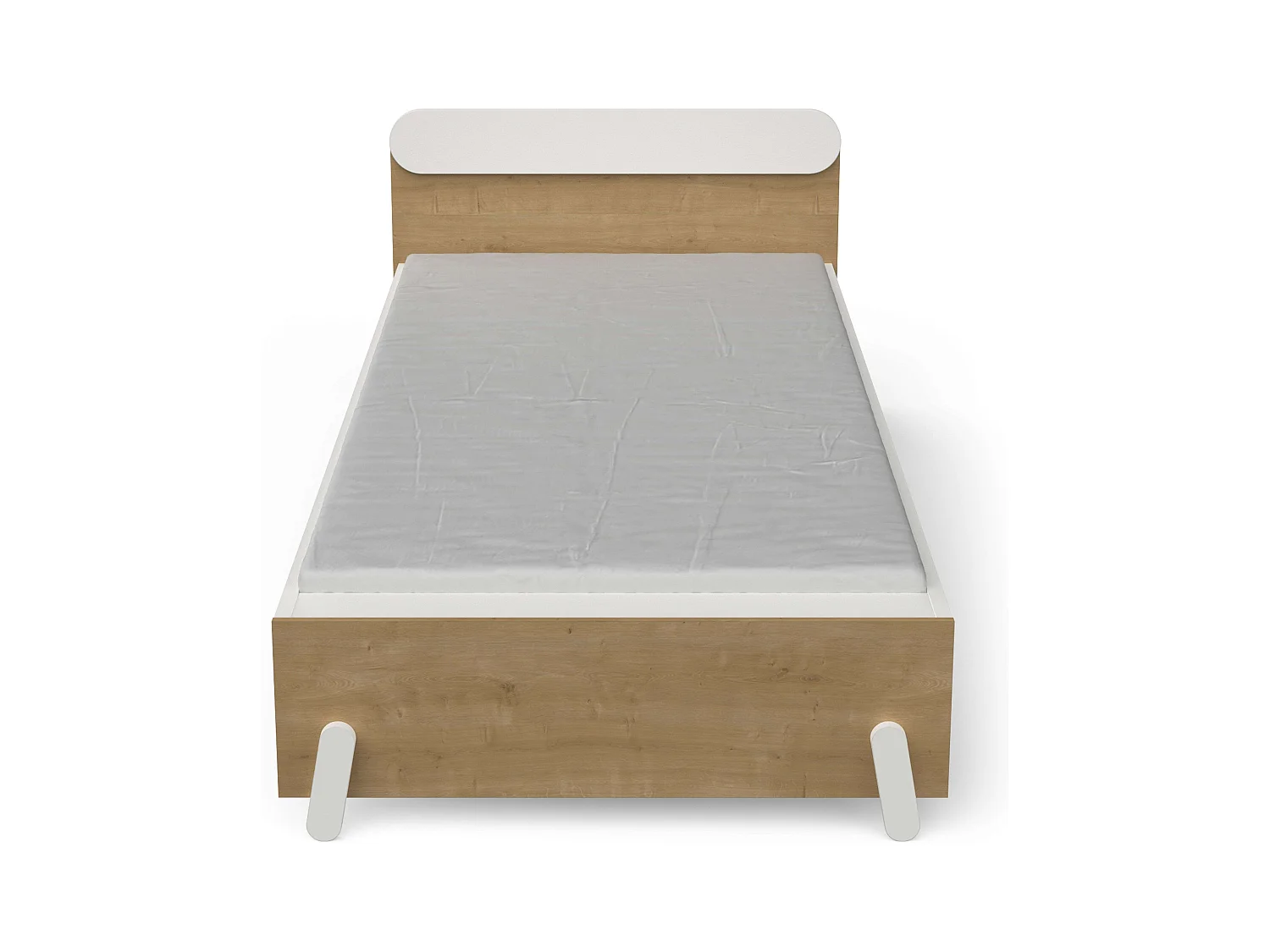 Cama Juvenil Infantil Naili Dormitorio Roble Hamilton/Blanco Mate 90x190-200 cm