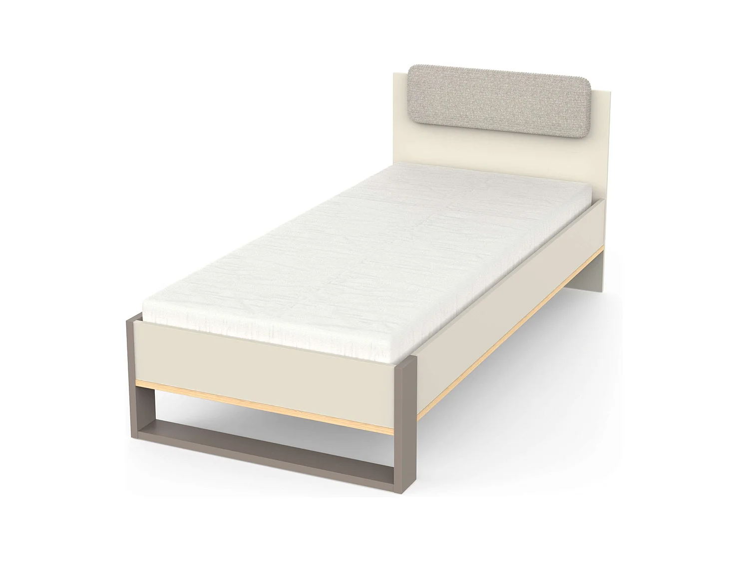 Cama Juvenil Camillia 90x200cm en Roble Vicenza, Gris y Arcilla