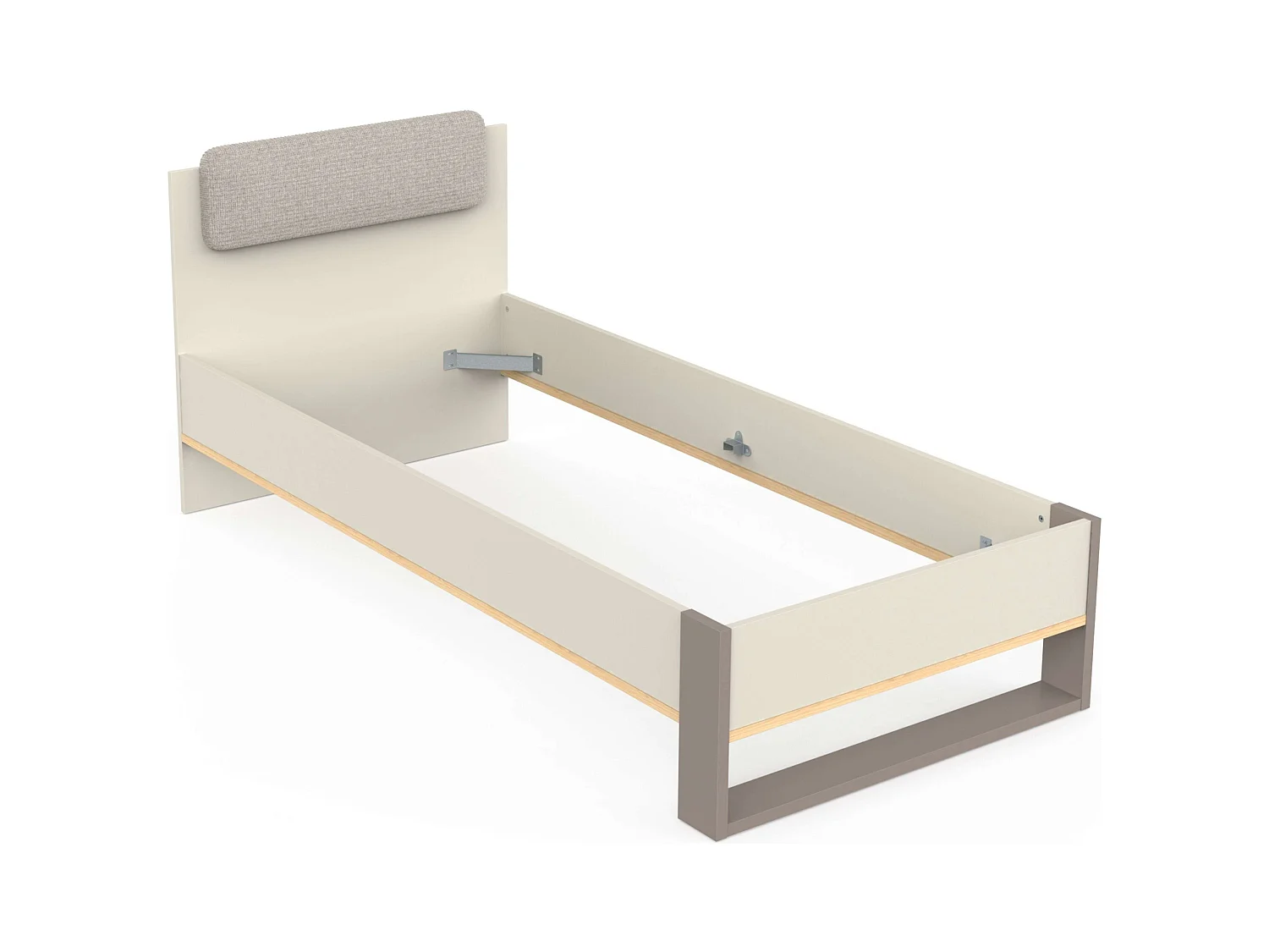 Cama Juvenil Camillia 90x200cm en Roble Vicenza, Gris y Arcilla