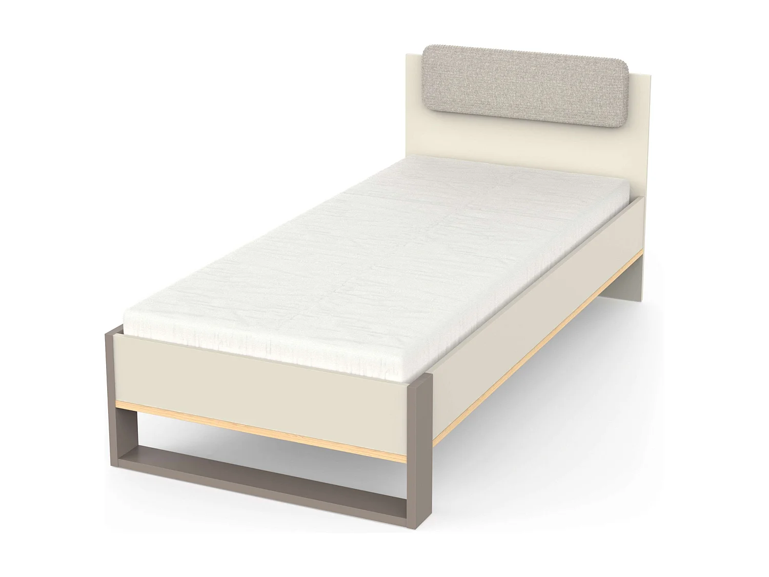 Cama Juvenil Camillia 90x200cm en Roble Vicenza, Gris y Arcilla