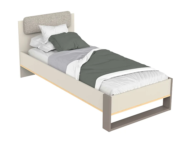 Cama Juvenil Camillia 90x200cm en Roble Vicenza, Gris y Arcilla