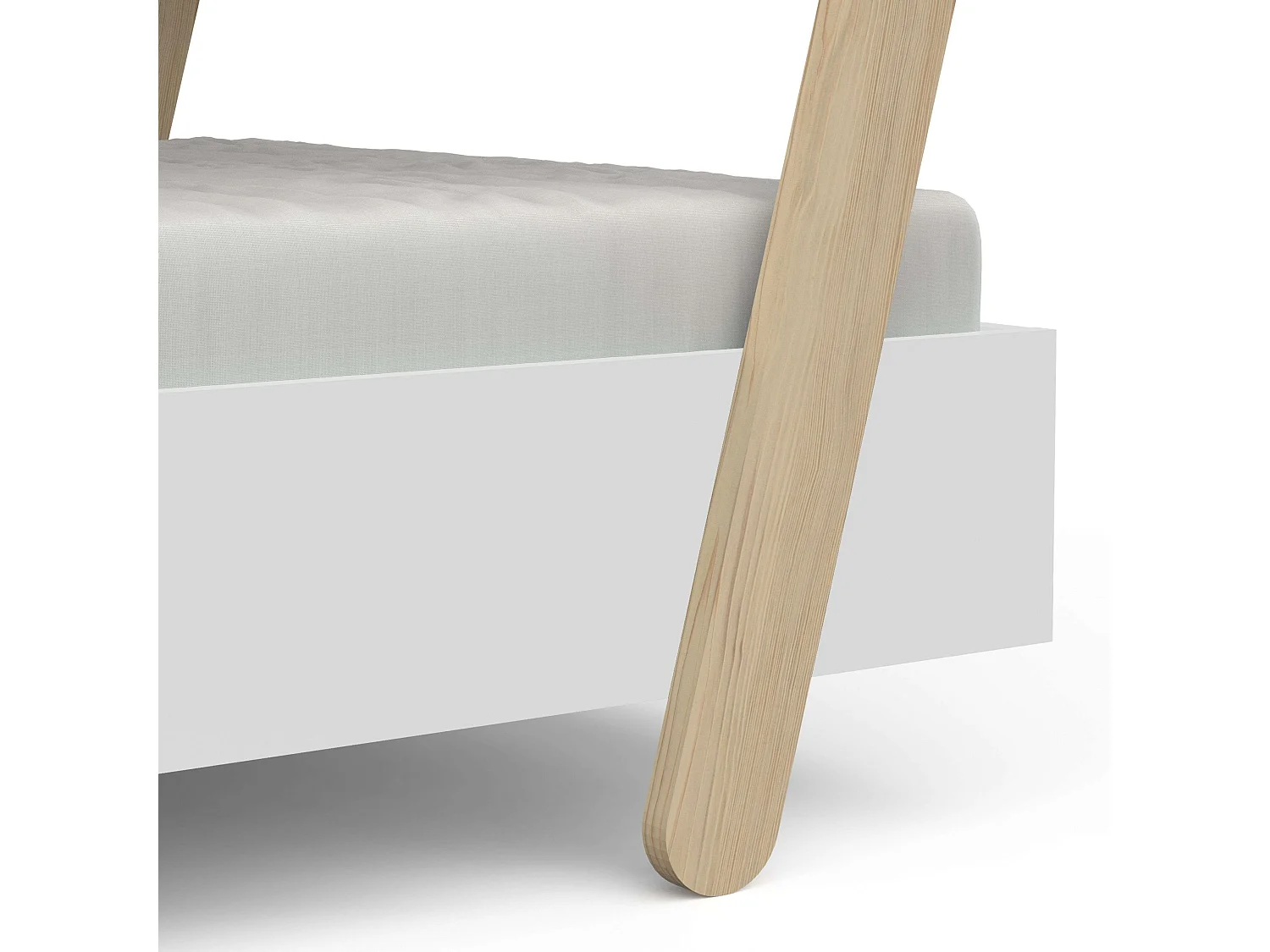 Cama Infantil Lodge 70x140 cm Prateleiras Base de Ripas Carvalho Hamilton Branco