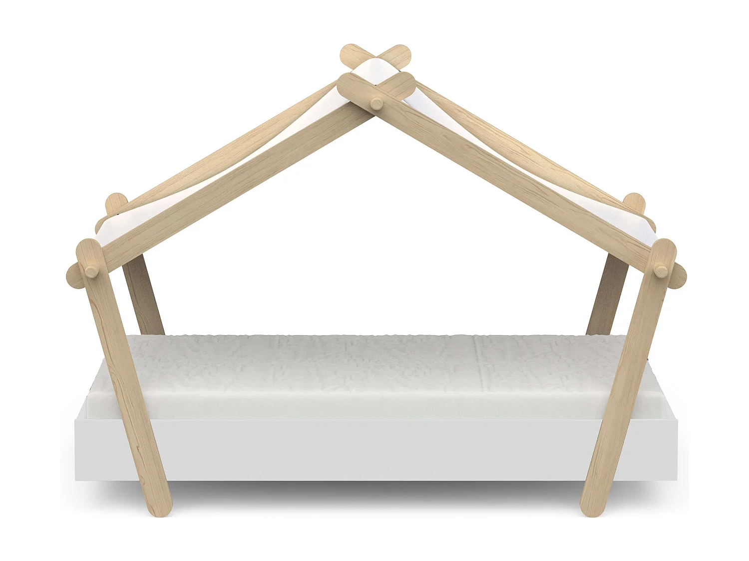 Cama Infantil Lodge 70x140 cm Prateleiras Base de Ripas Carvalho Hamilton Branco