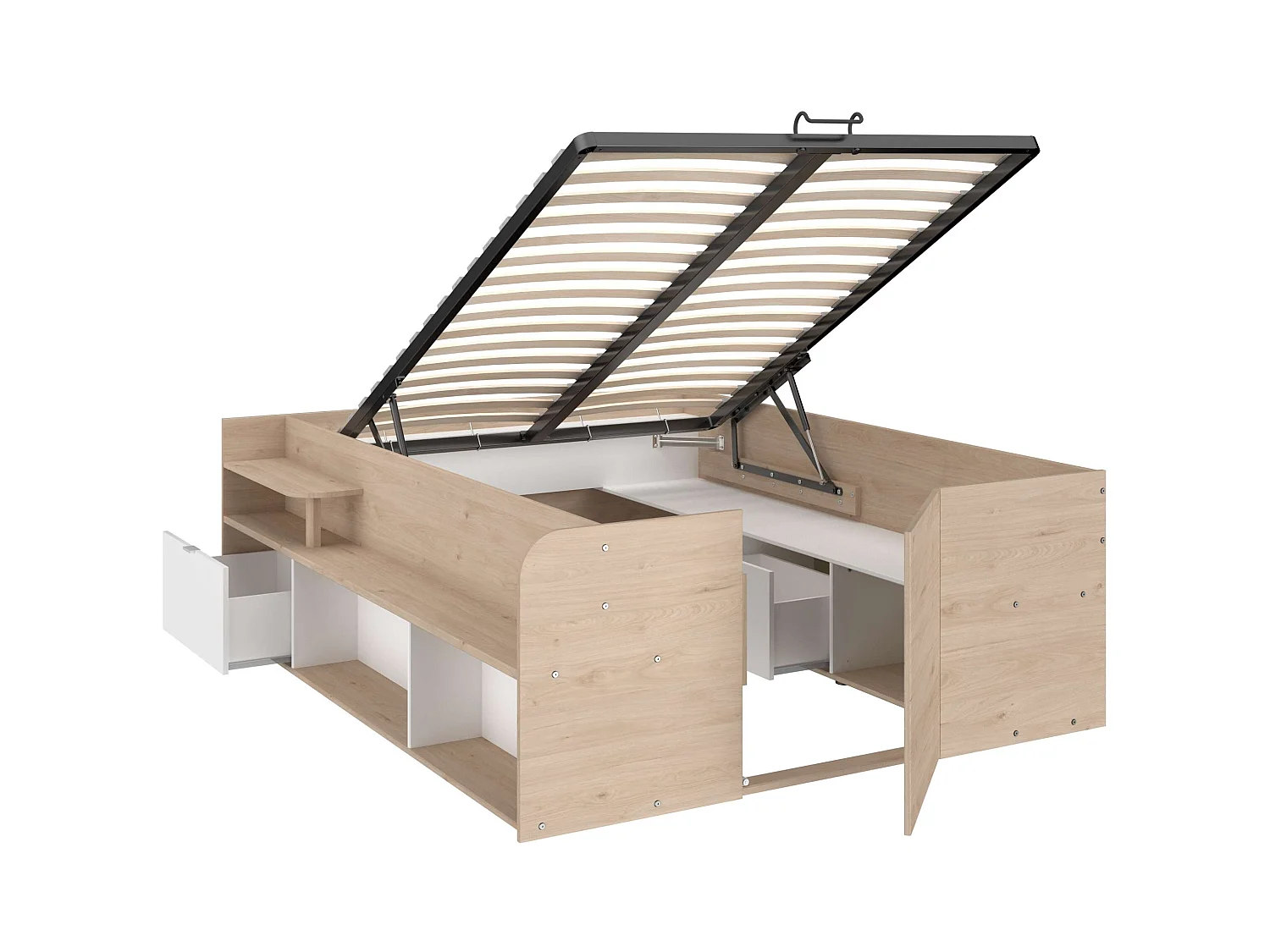 Cama convertible Stratos base elevable Roble Jackson/blanco 168x66x209.5 cm