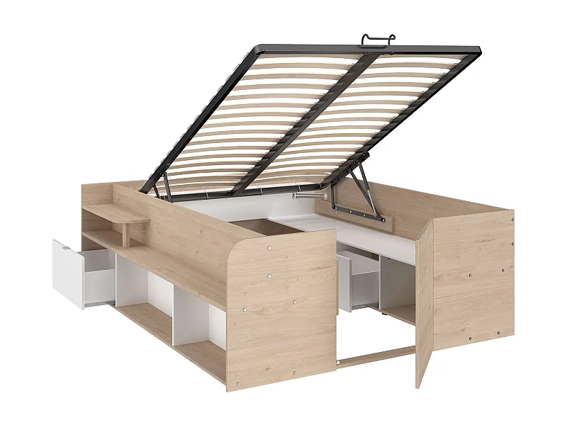 Cama convertible Stratos base elevable Roble Jackson/blanco 168x66x209.5 cm