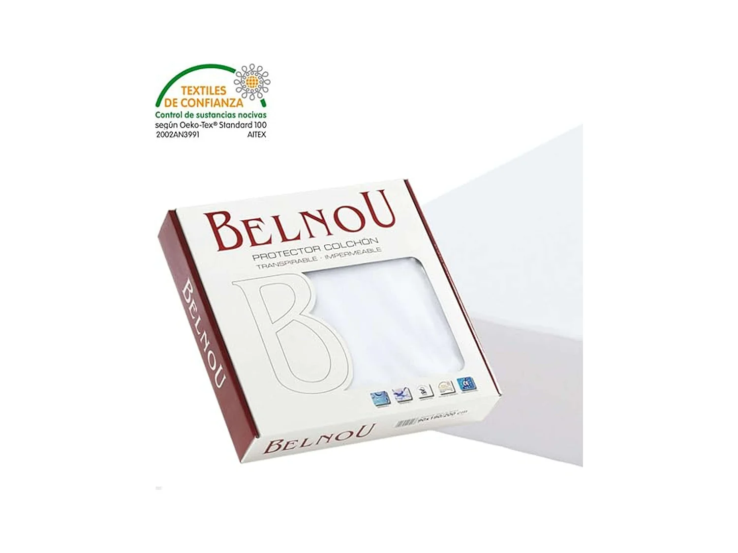 Protector Colchón Altea Impermeable/Transpirable, Algodón, Blanco, 150 cm