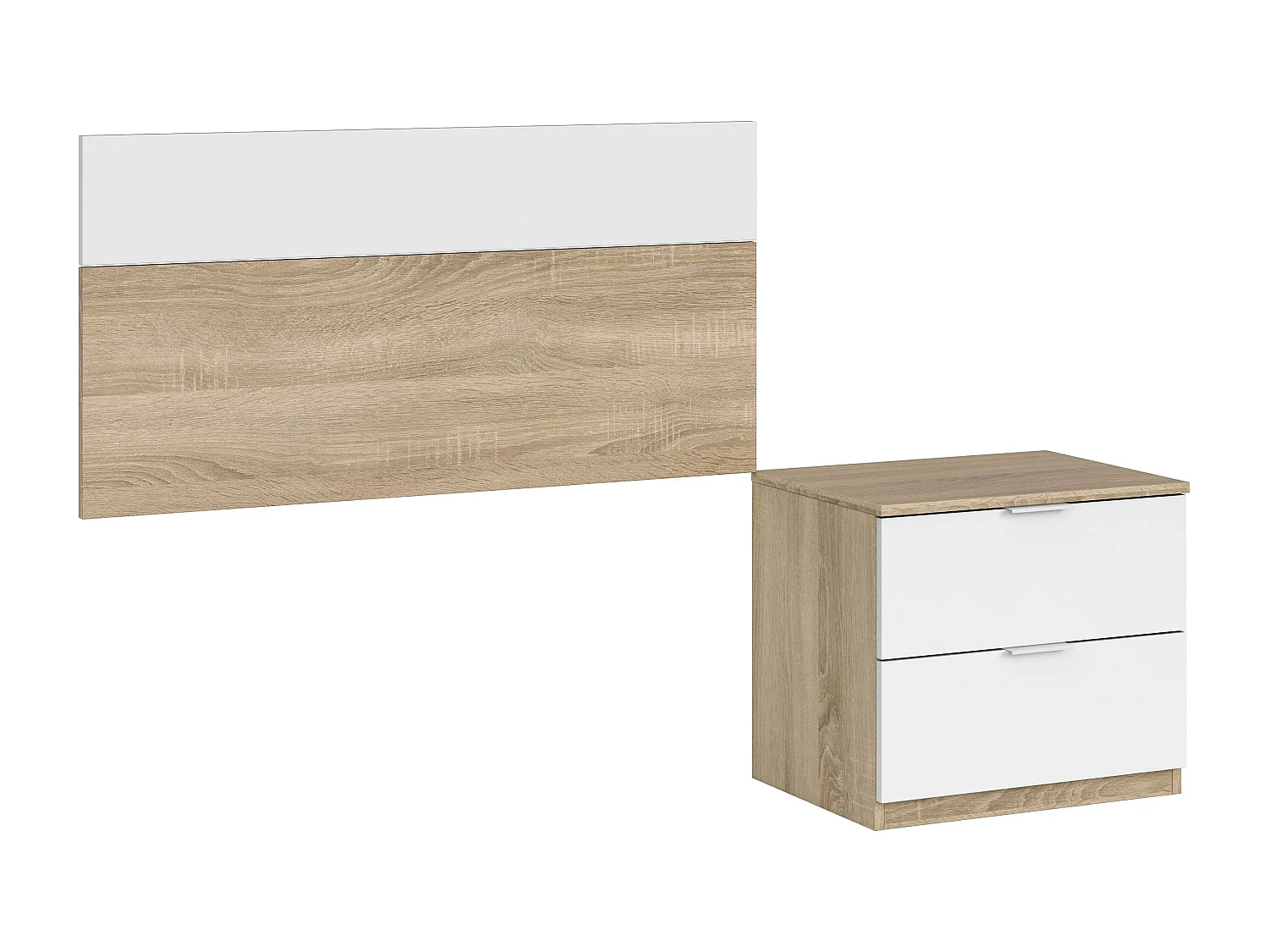 Pack Muebles Dormitorio Juvenil Luca Blanco y Roble: Armario, Cabecero, Mesita