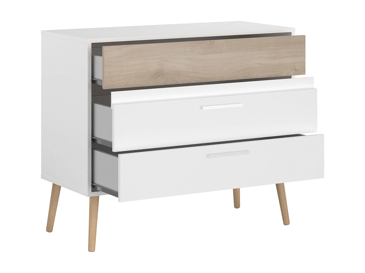 Pack Dormitorio Asimetric Blanco Robke Sahara: Cabecero, 2 Mesitas, Cómoda