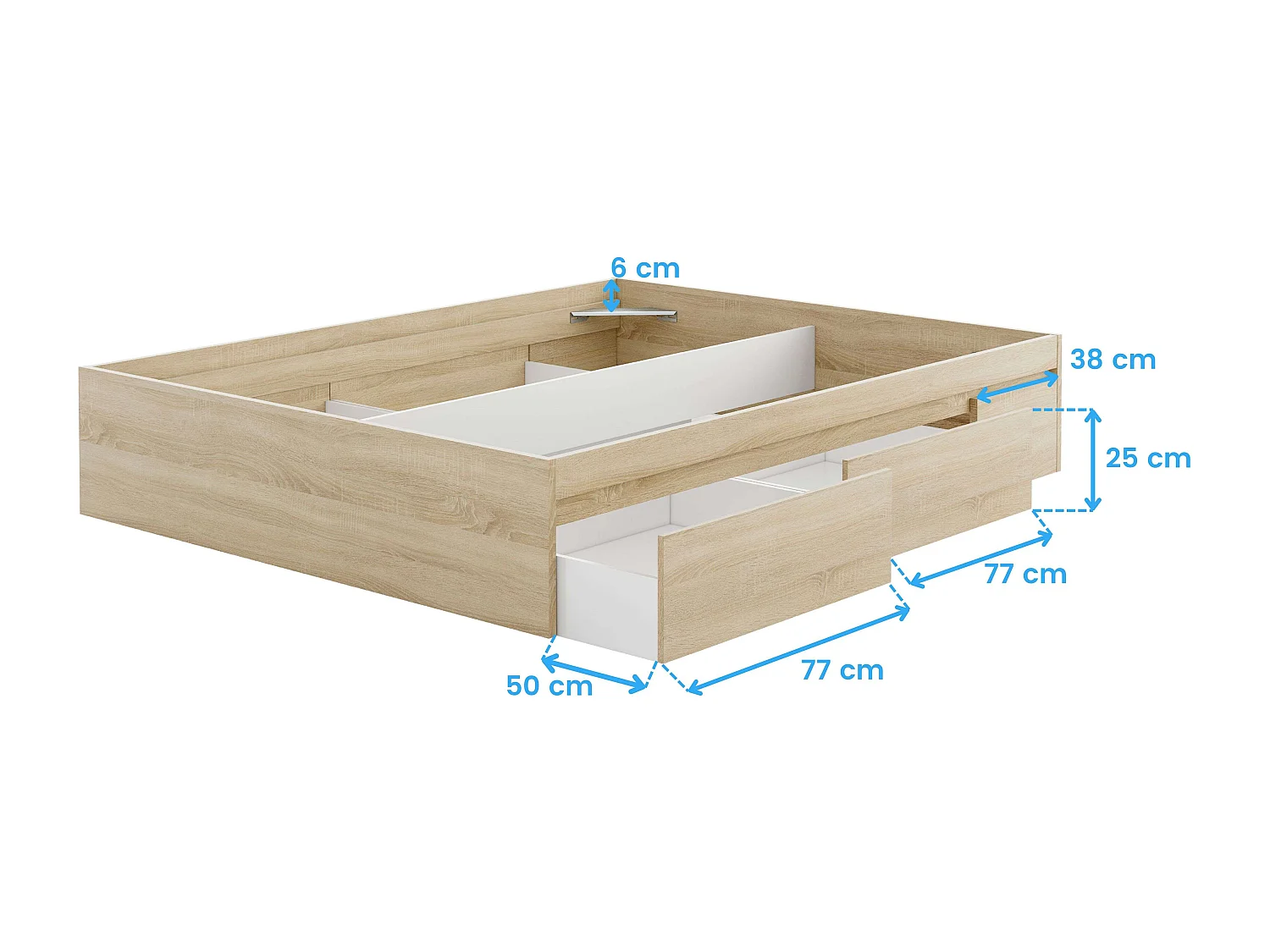 Pack Dormitorio Andy Cama + Cabecero + Mesitas + Cómoda Roble Canadian/Óxido