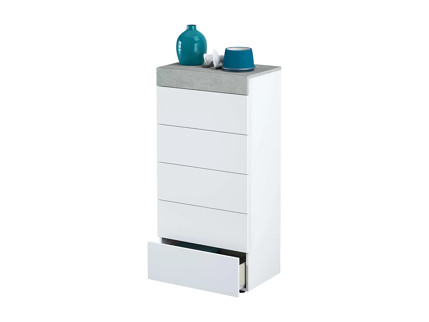 Pack muebles dormitorio cemento/blanco con vestidor