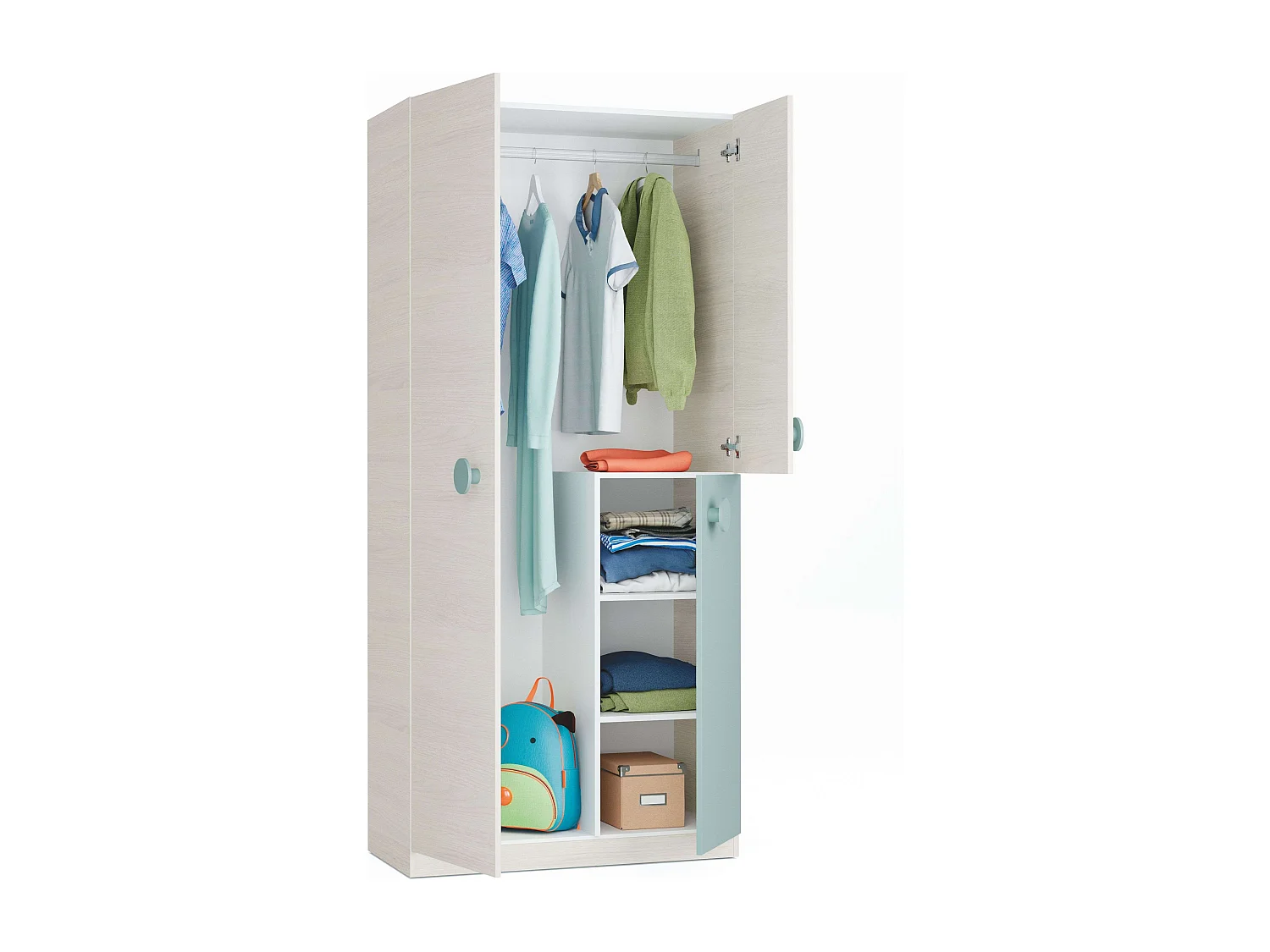 Dormitorio Completo Juvenil/Infantil Verde y Blanco c/Somier Incluido