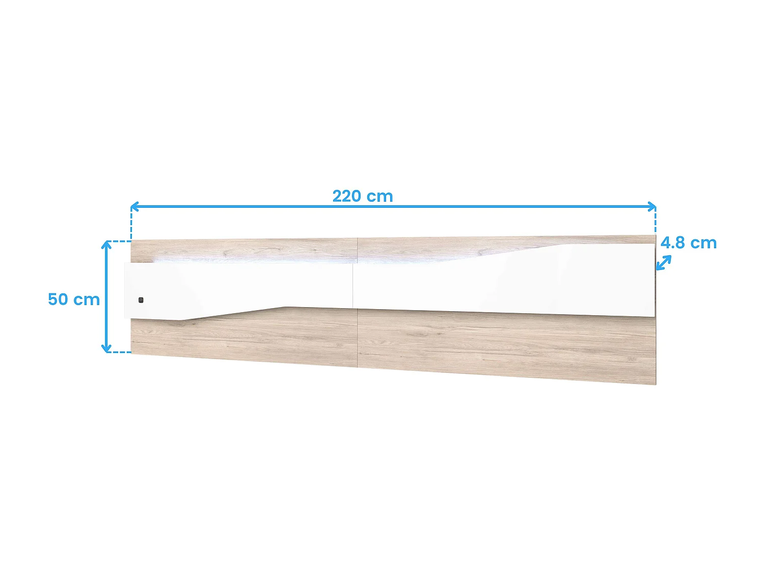 Pack Muebles Dormitorio Asimetric Cabecero, 2 Mesitas, Cómoda Blanco/Roble