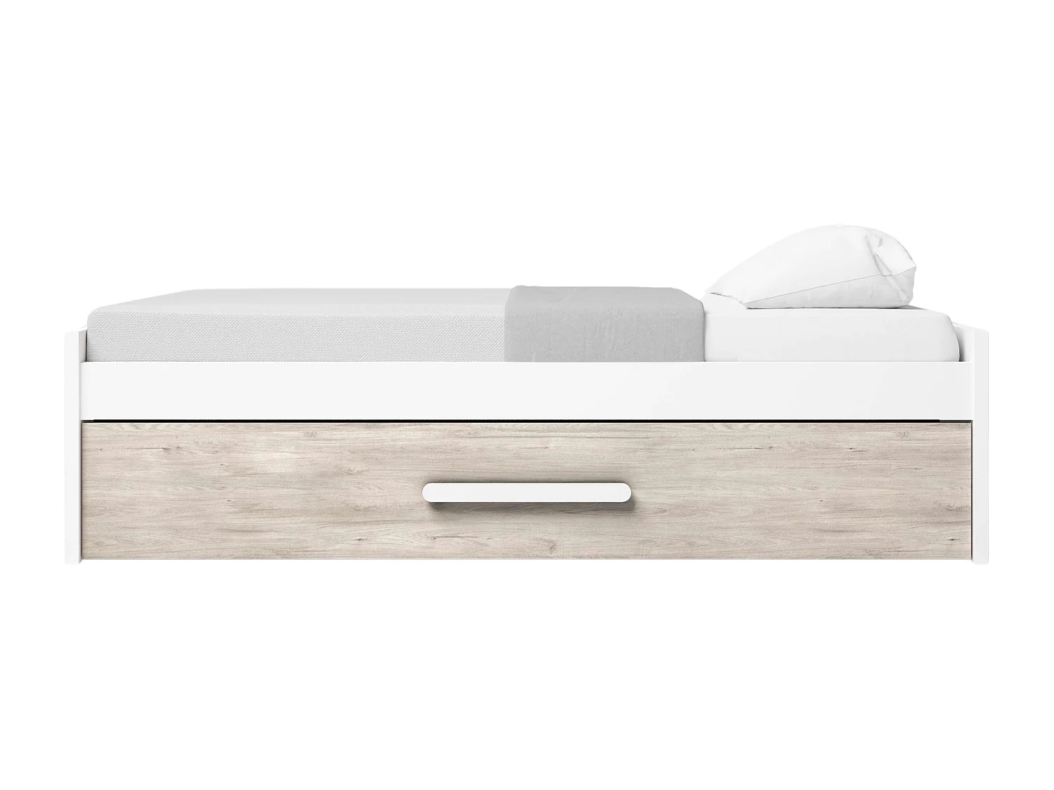 Pack Muebles Juveniles Habitación Estelle Modernos Blanco y Roble Sahara