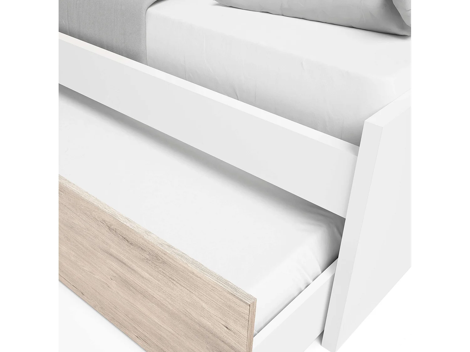 Pack Muebles Juveniles Habitación Estelle Modernos Blanco y Roble Sahara