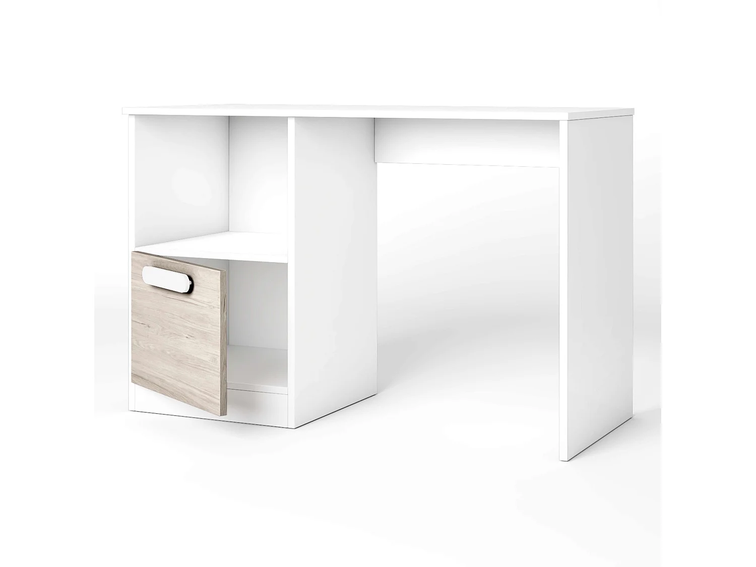 Pack Muebles Juveniles Habitación Estelle Modernos Blanco y Roble Sahara