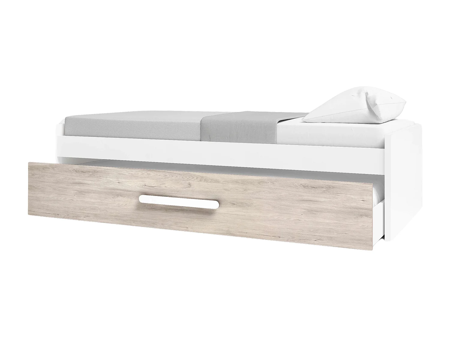 Pack Muebles Juveniles Habitación Estelle Modernos Blanco y Roble Sahara