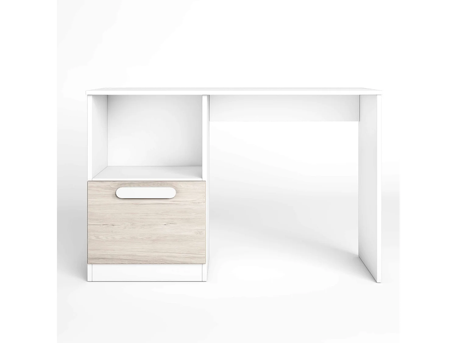 Pack Muebles Juveniles Habitación Estelle Modernos Blanco y Roble Sahara