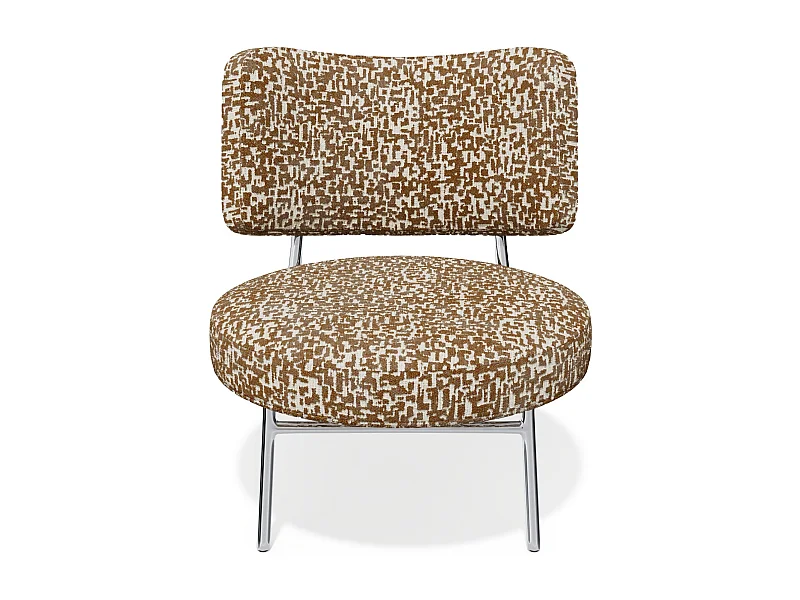 Fauteuil de salon tissu texturé à motifs marron IGGY