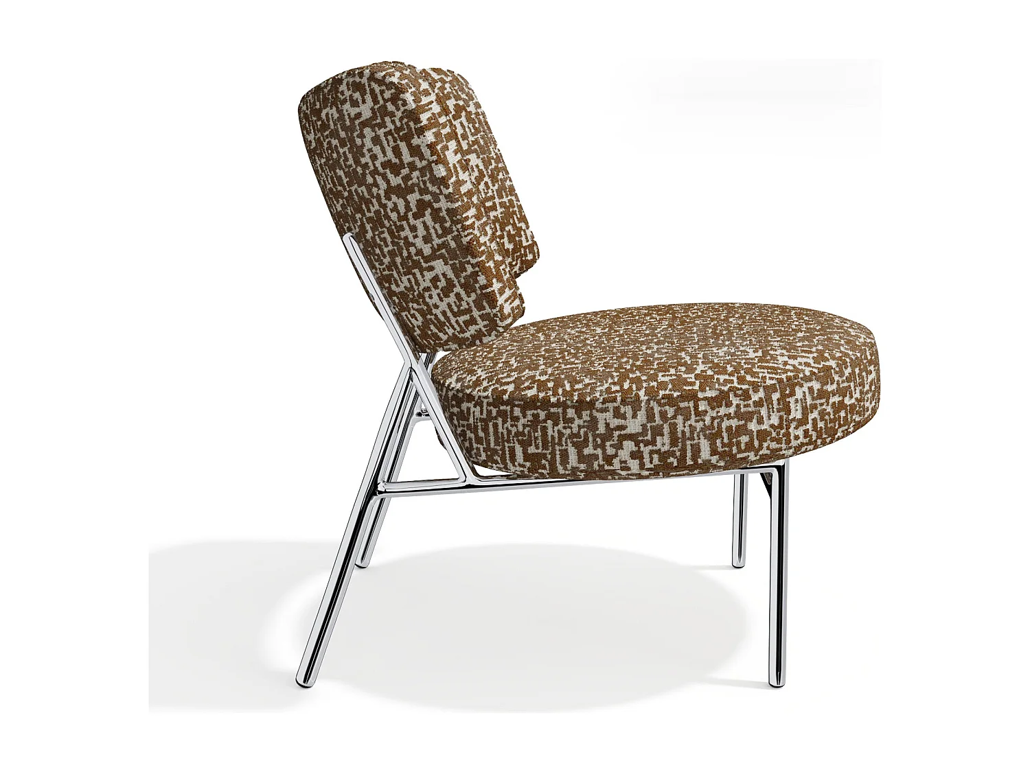 Fauteuil de salon tissu texturé à motifs marron IGGY