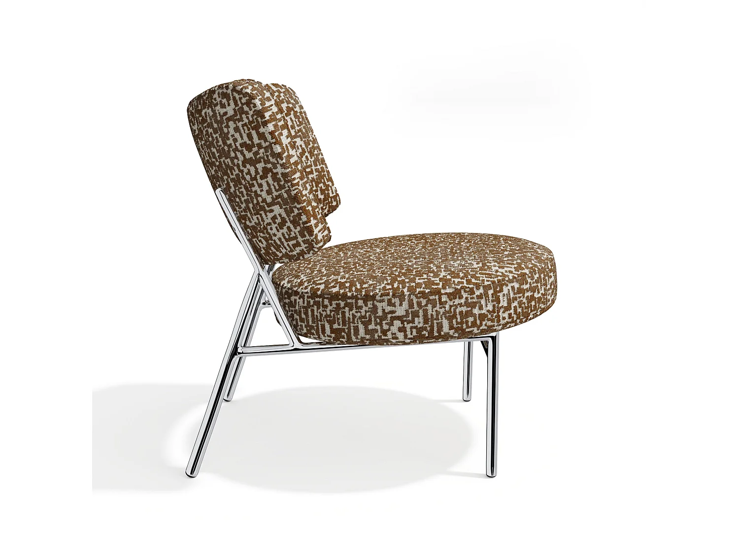 Fauteuil de salon IGGY en tissu texturé à motif marron