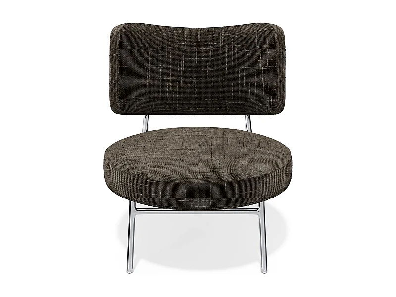 Fauteuil de salon velours tramé brun expresso IGGY