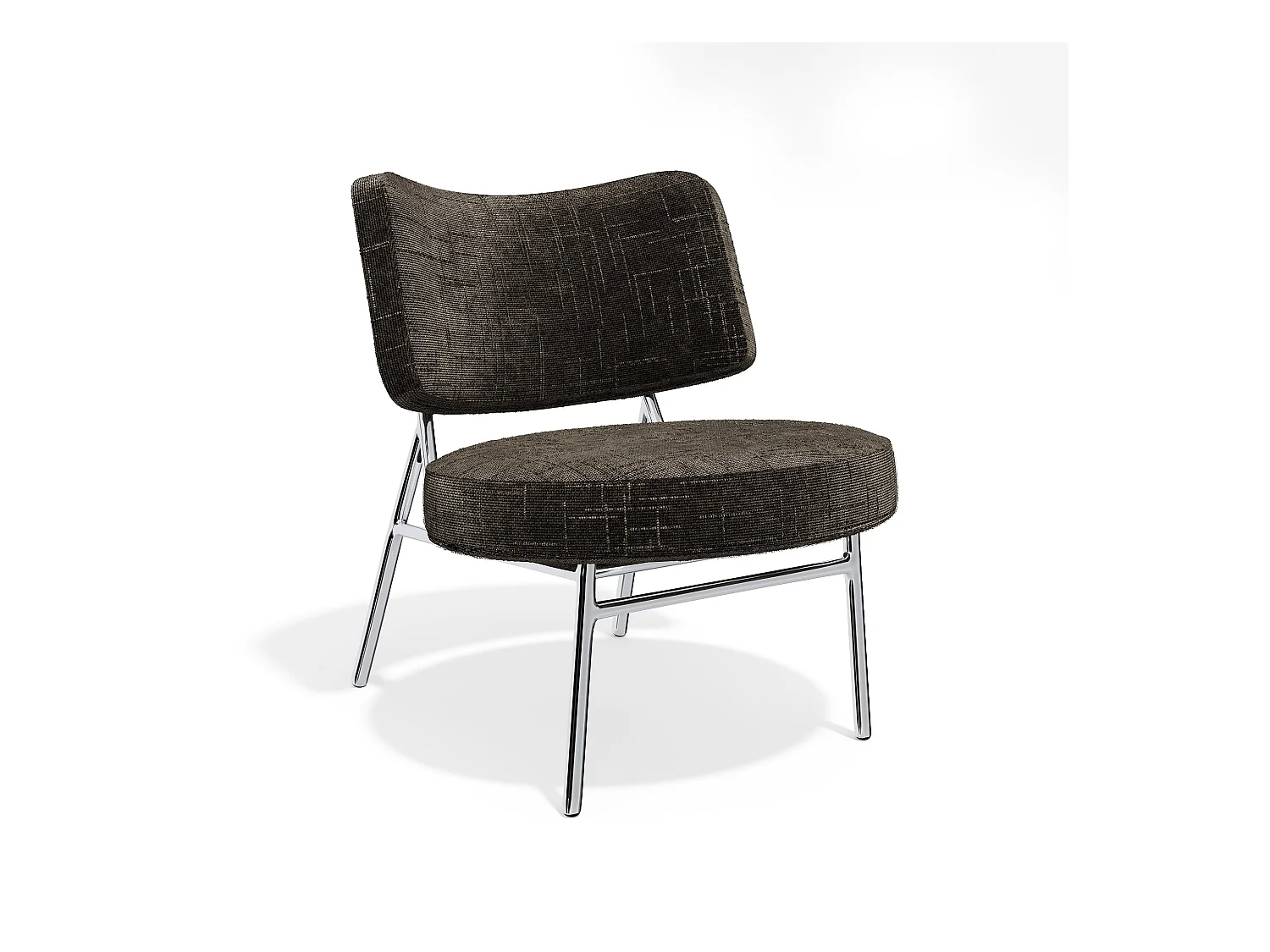 Fauteuil de salon velours tramé brun expresso IGGY