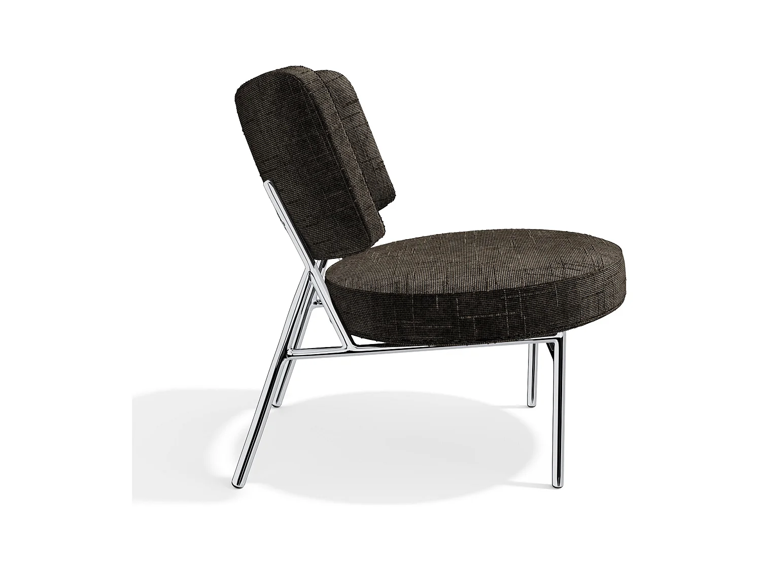 Fauteuil de salon velours tramé brun expresso IGGY