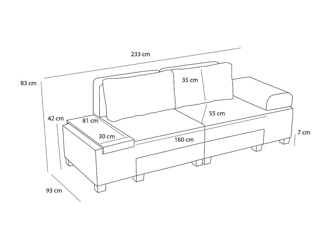 Canapé 3 places convertible en lin Penna