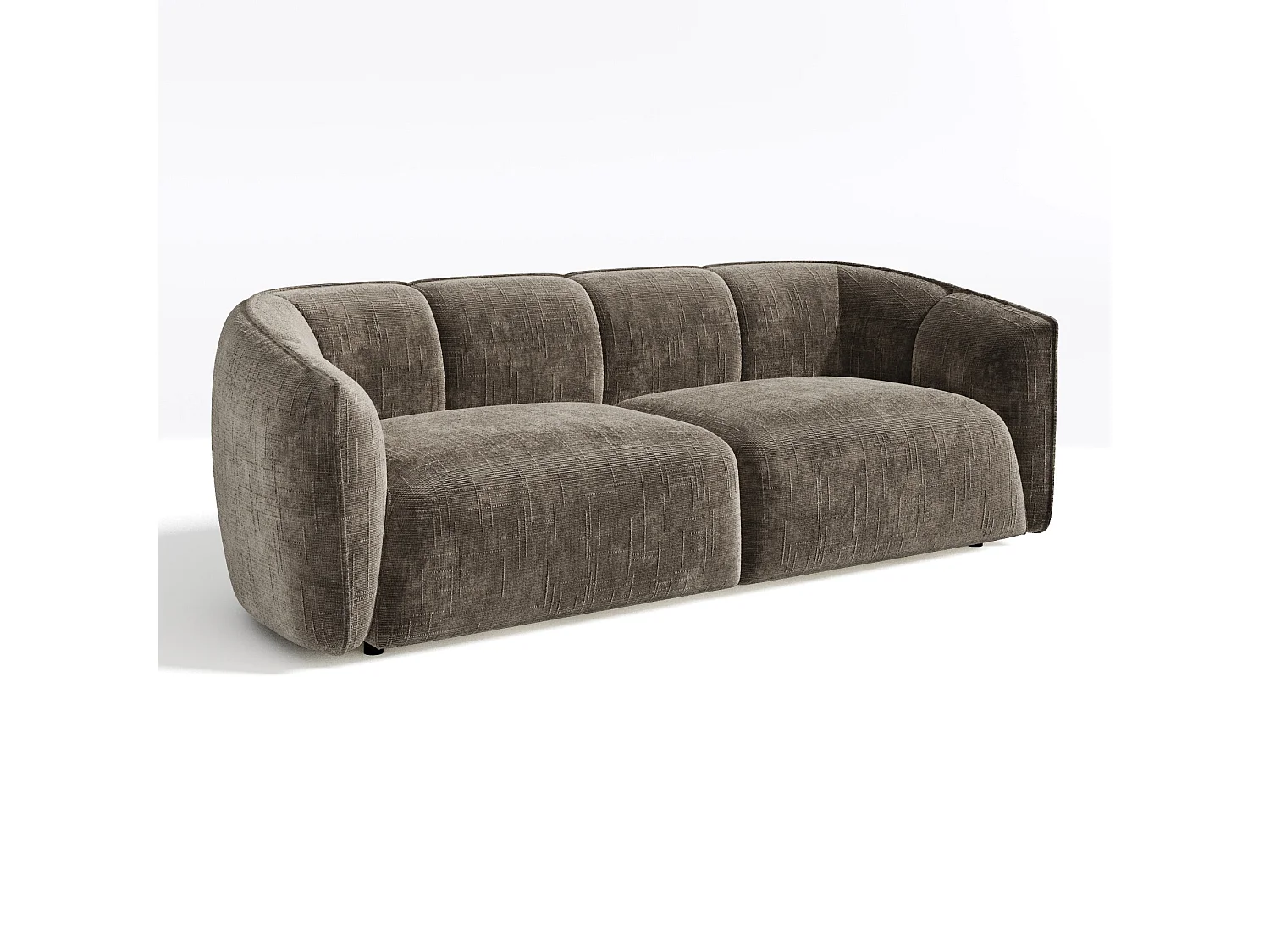 Canapé 4 places velours tramé brun expresso NAMI